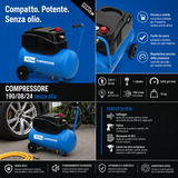 Compressore oil-free Güde 190/08/24 con serbatoio 24 litri