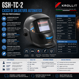 Casco di saldatura automatico Güde GSH-TC-2 con filtro autooscurante DIN 9-13