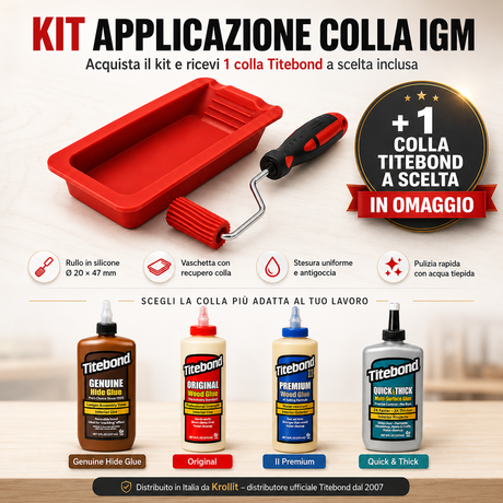 Kit rullo in silicone con vaschetta e colla per legno Titebond, Krollit distributore ufficiale