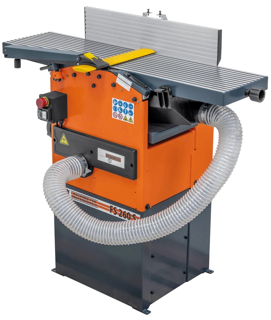Pialla a filo e spessore M4P FS 260 S, vista lato destro con tubo di aspirazione