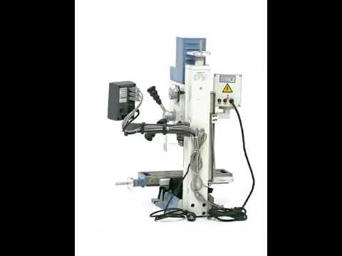 Vrtalno-rezkalni stroj Bernardo KF 16 Vario s 3-osnim DRO DT 40 – vrtanje Ø 16 mm, čelno rezkar Ø 50 mm, miza 400 × 120 mm, nagibna glava -90°/+90°, motor 0,5 kW, enofazni 230 V, teža 60 kg