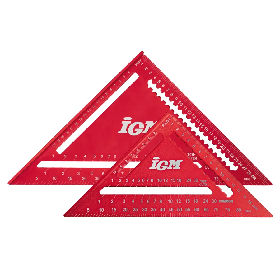 Squadra da carpentiere Carpenter Square in duralumin con scala laser 0°–90° e tacche ogni 5 mm, versione 180 e 300 mm