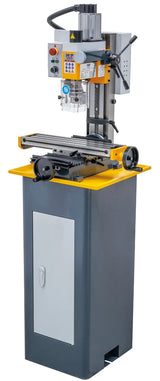 Trapano-fresatrice M4P MD 18 L Super / 230 V montata su basamento con vasca raccoglitrucioli (accessorio opzionale), vista laterale destra